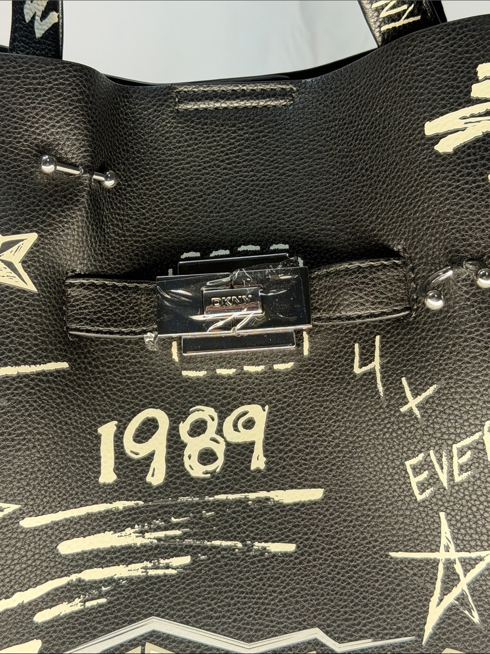DKNY Black & White Graffiti New York Tote - Picture 5 of 7